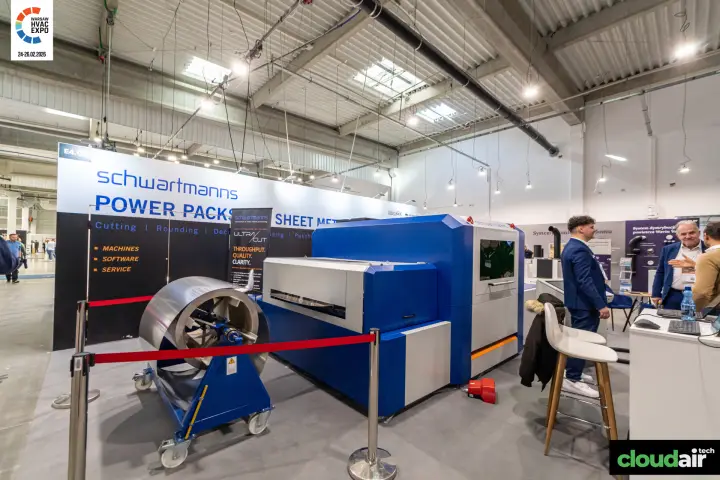 Schwartmanns sheet metal machine with a steel coil decoiler at Warsaw HVAC Expo 2026