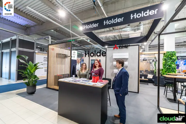 Side view of the Holder stand with VIP Room and Mitsubishi Electric units