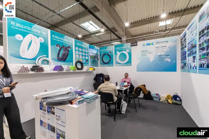 Sikelan stand with PE insulated copper tube coils and accessories at Warsaw HVAC Expo 2026
