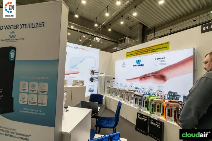 Spectrum stand with water filter systems and a UVC water sterilizer