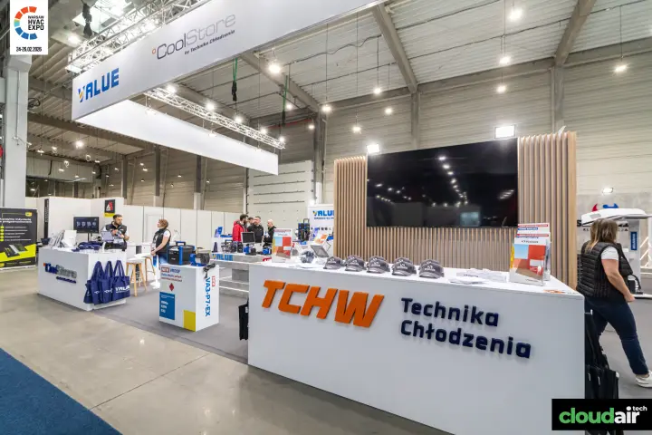 TCHW counter beside the Value and CoolStore tool area under hanging banners at Warsaw HVAC Expo 2026