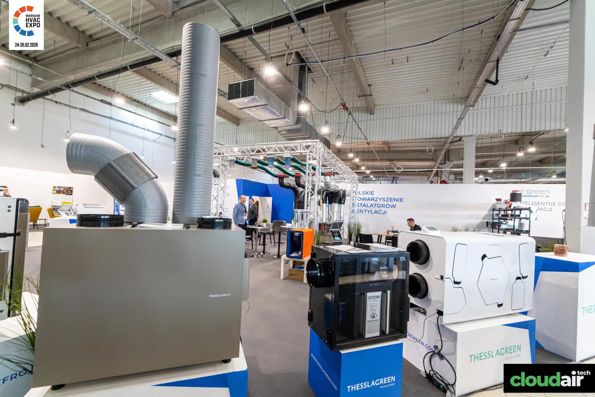 Three Thesslagreen recuperators, one with a transparent casing at Warsaw HVAC Expo 2026