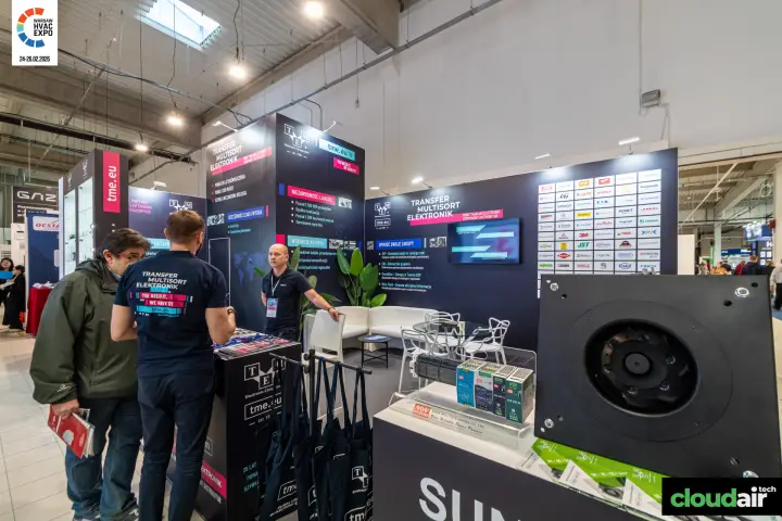 TME stand with Mean Well DIN-rail power supplies on display at Warsaw HVAC Expo 2026