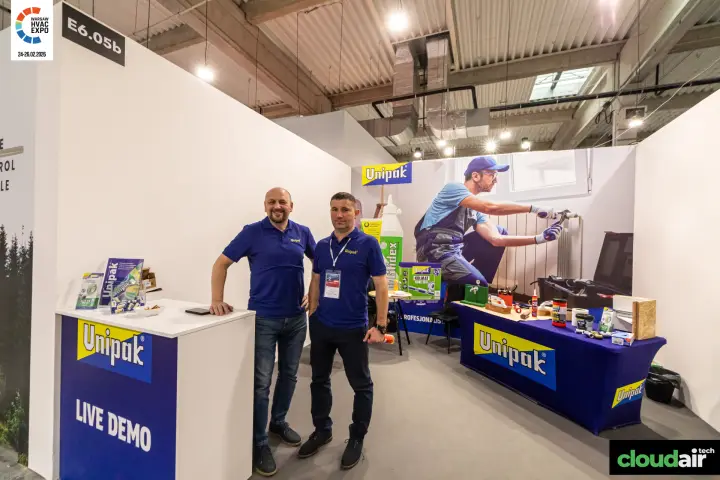 Unipak stand with Live Demo counter and thread sealing products