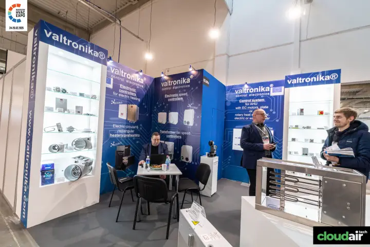 Valtronika display cabinet and stainless electric heater frame at Warsaw HVAC Expo 2026