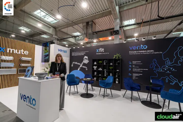 Vento stand with xfit duct fittings shelf and a map of its plants