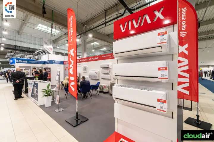 Vivax display tower with three wall-mounted indoor units