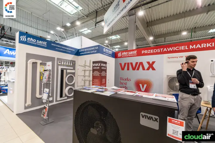 Vivax heat pump used as a brochure counter on the Eko Sanit stand