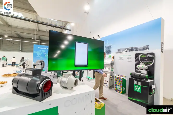 Vortice in-line duct fans and Lineo Range display tower