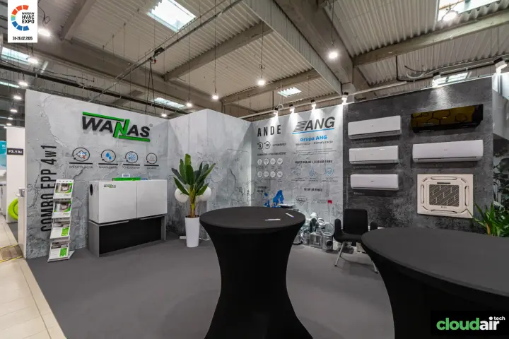 Wanas COMBO EPP 4w1 unit and Ande air conditioners on the Grupa ANG stand at Warsaw HVAC Expo 2026