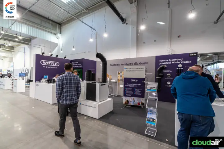 Wavin stand with Ventiza ventilation units and air distribution parts at Warsaw HVAC Expo 2026