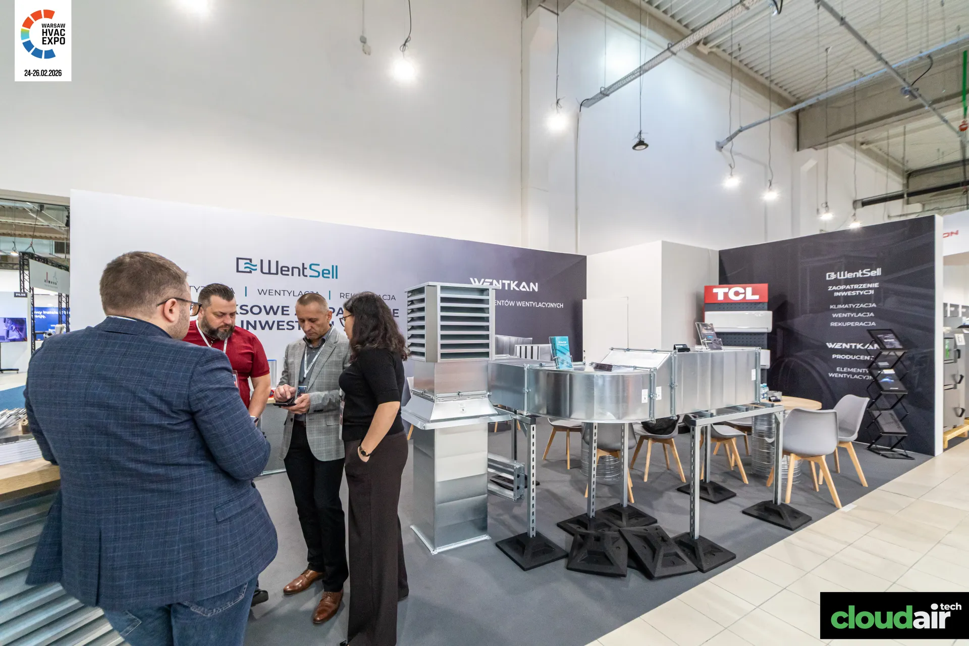 WentSell and Wentkan stand with galvanised ductwork and a roof cowl at Warsaw HVAC Expo 2026