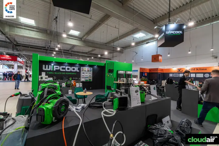 Wipcool stand with green hose-reel units along the front plinth