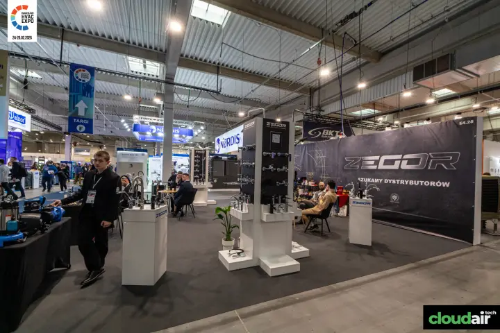 Zegor stand with tap displays on white plinths