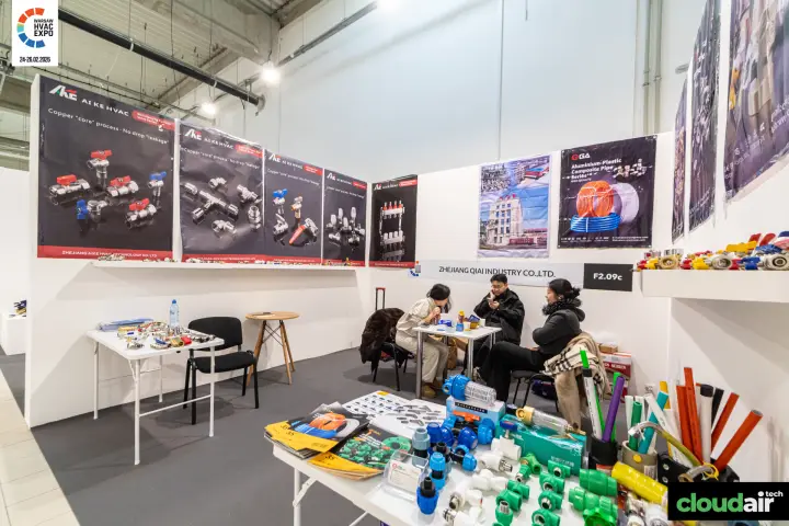 Zhejiang Qiai stand F2.09c with ball valves, plastic pipes and fittings